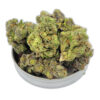 Stripper Spit cannabis strain – dense indica hybrid buds with frosty trichomes