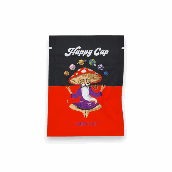 Happy Cap Turn Up 500mg mushroom microdose – red pouch with 5 high-potency capsules for advanced users