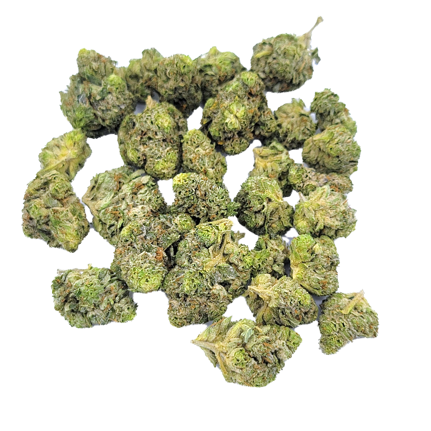 Purple Monkey Balls Minis 23-27% THC cannabis flower arranged for product photography