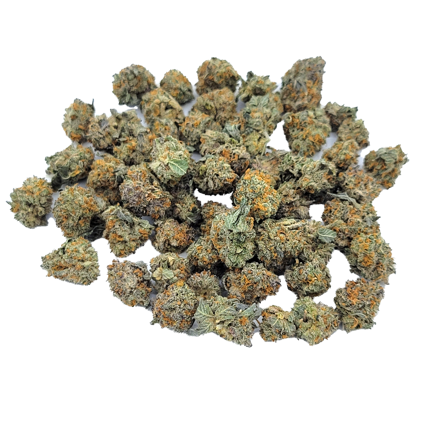 Sundae Driver hybrid cannabis buds with frosty trichomes on a neutral background