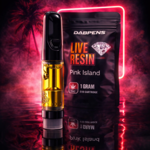 Alternative view of Pink Island Live Resin Cartridge 1g – BC Craft Indica 510 Vape