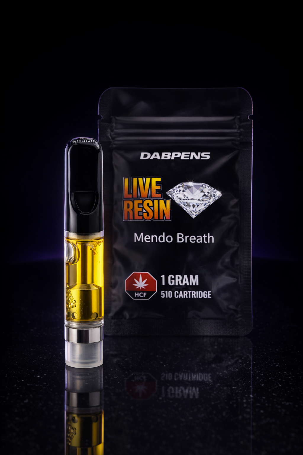 Mendo Breath Live Resin Cartridge 1g 510 thread vape pen with amber oil
