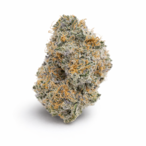 Sunset Soap AAA hybrid cannabis flower showing purple and green buds with orange hairs
