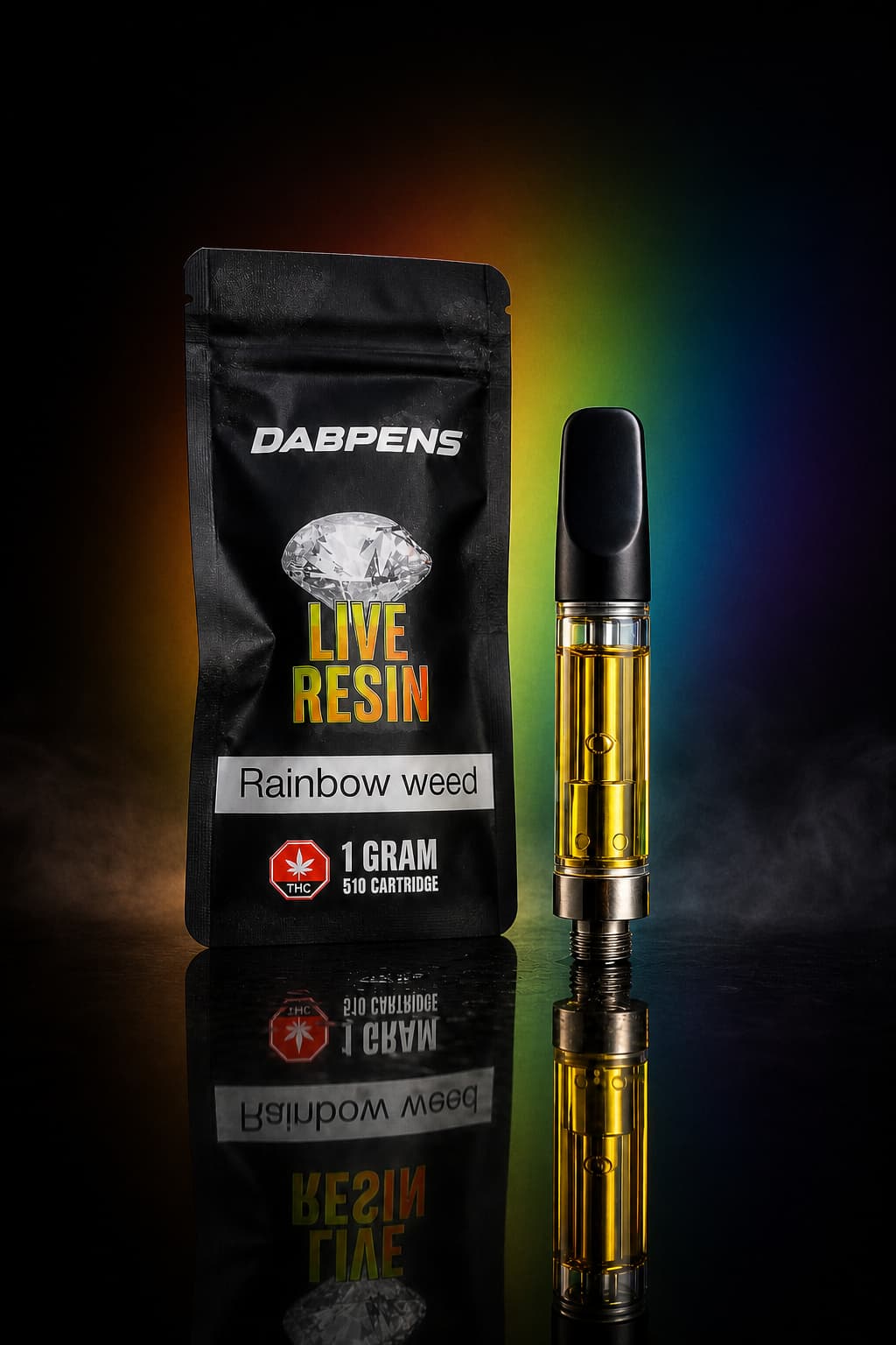 Rainbow Live Resin cart 1 gram 510 fruity hybrid dabpens cartridge