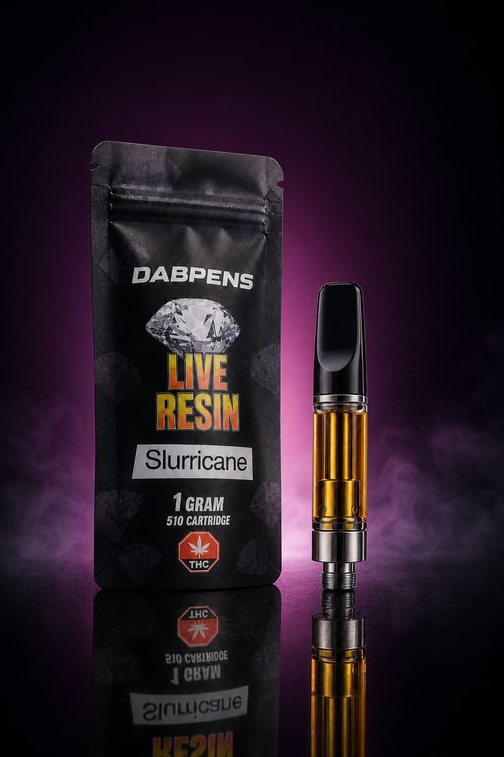 Slurricane Live Resin Cart 1 gram 510 grape indica dabpens cartridge