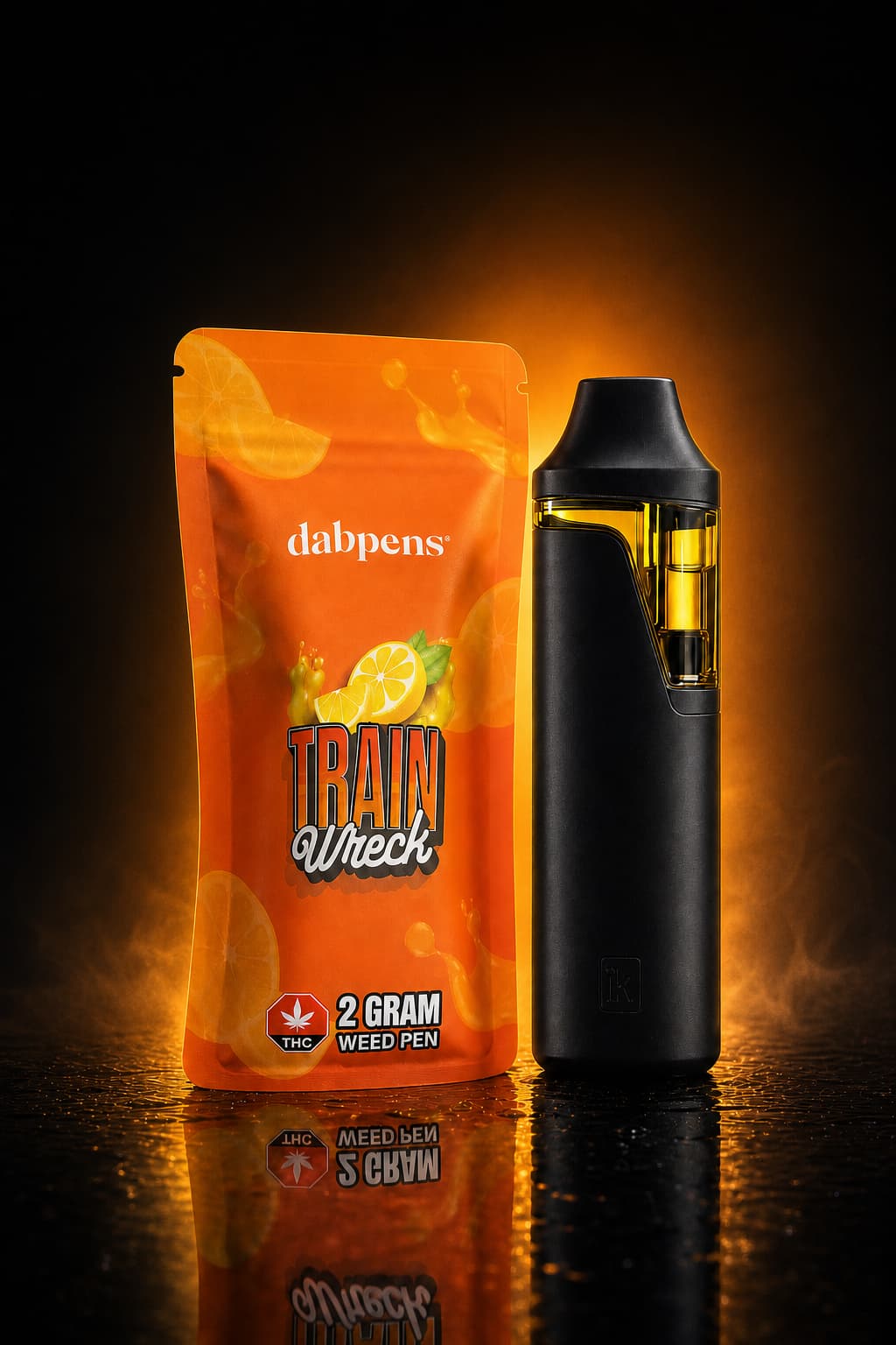 Train Wreck 2 Gram Vape Pen citrus orange lemon sativa rechargeable disposable